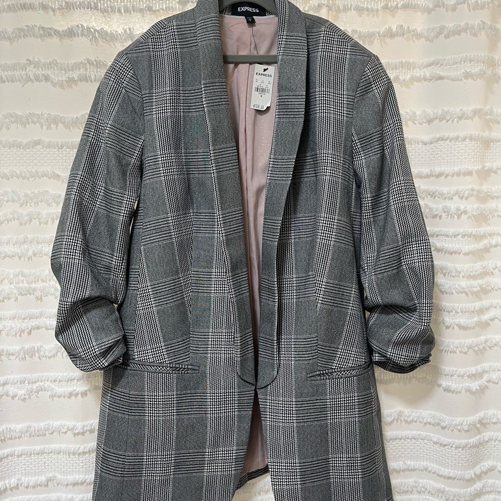 Express Black and White Checkered Blazer